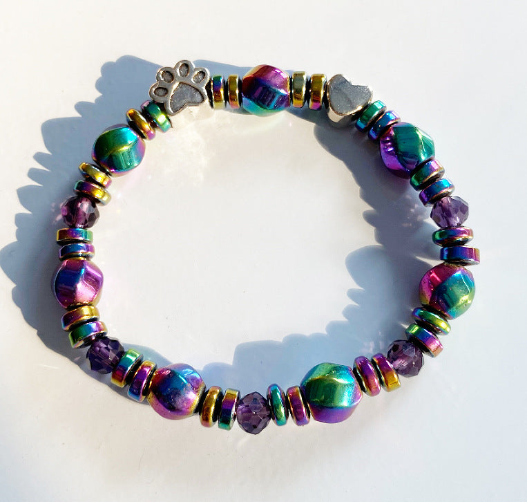 Colored Stone Chain Bracelet New Magnet Hand-woven