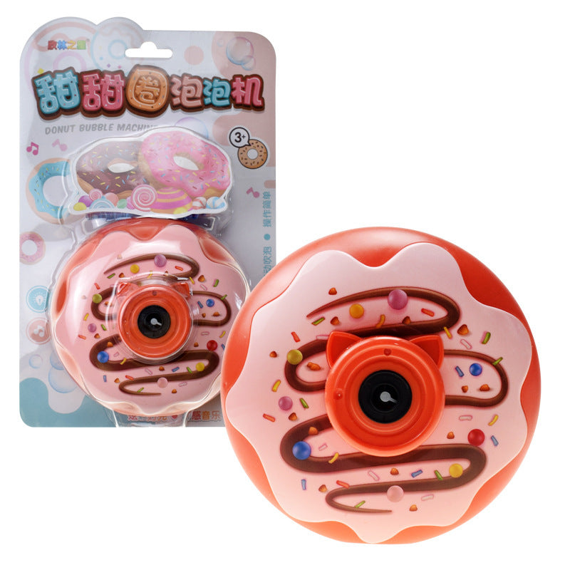 Electric Bubble Machine Automatic Cartoon Doughnut Shape Bubble Blower For Kids