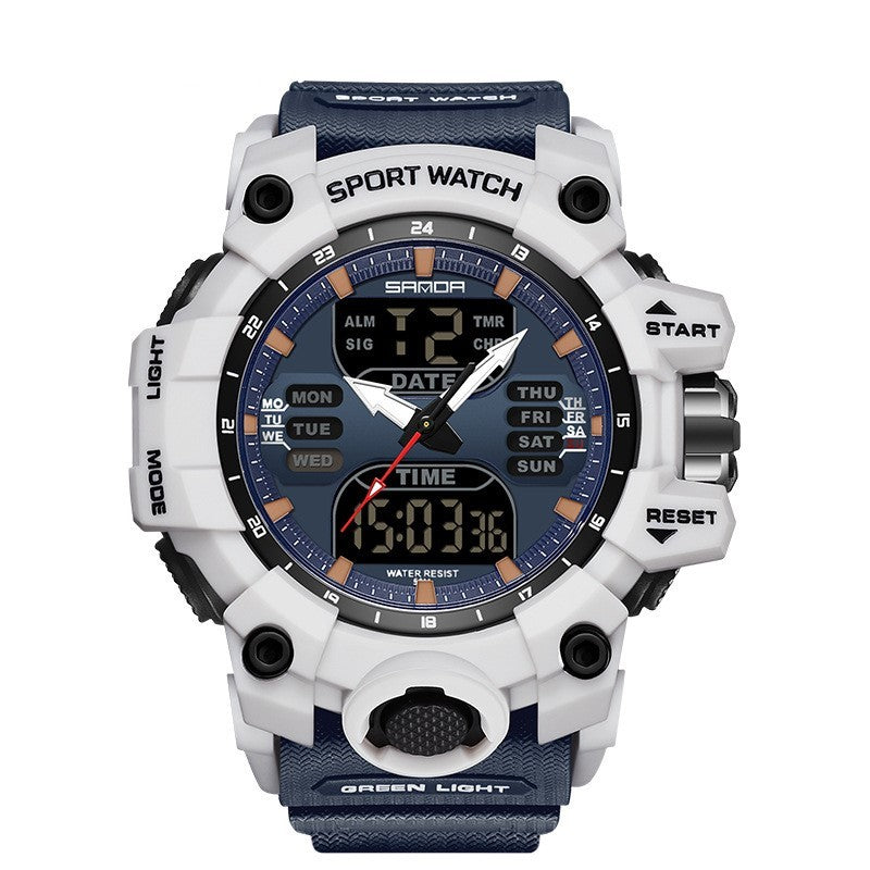Sanda Green Light Photoelectric Multifunctional Waterproof Shockproof Transparent Watch