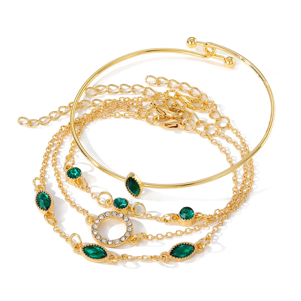Diamond Bracelet Suit Rhinestone Chain Bracelet Four-piece Set For Women