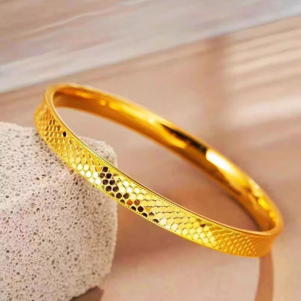 Dragon Scale Texture Bracelet Female Concave-convex Bright Surface Printed Scale Solid Bracelet