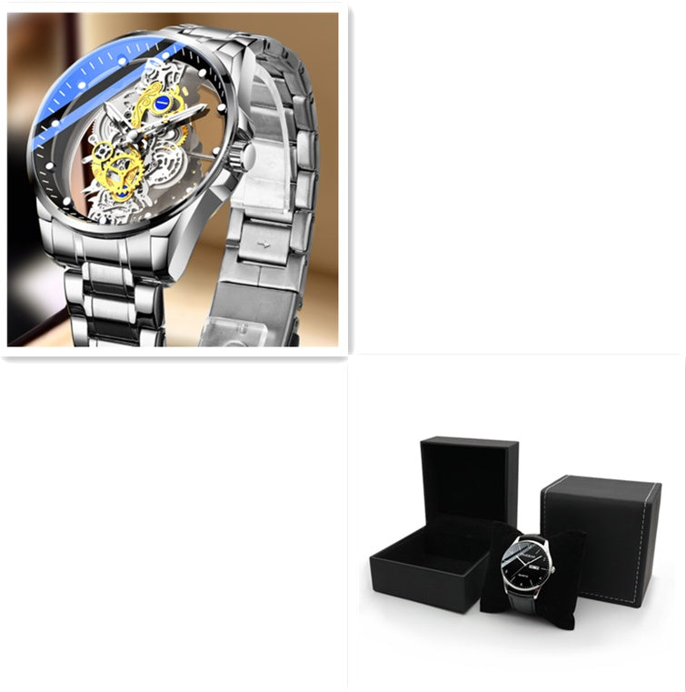 Men Skeleton Automatic Quartz Watch