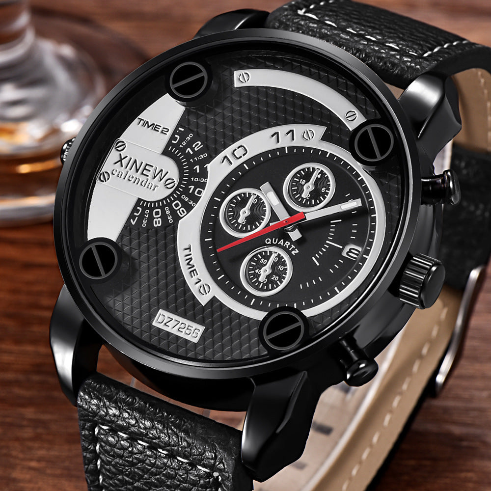 Mens Leather Unique Waterproof Watch