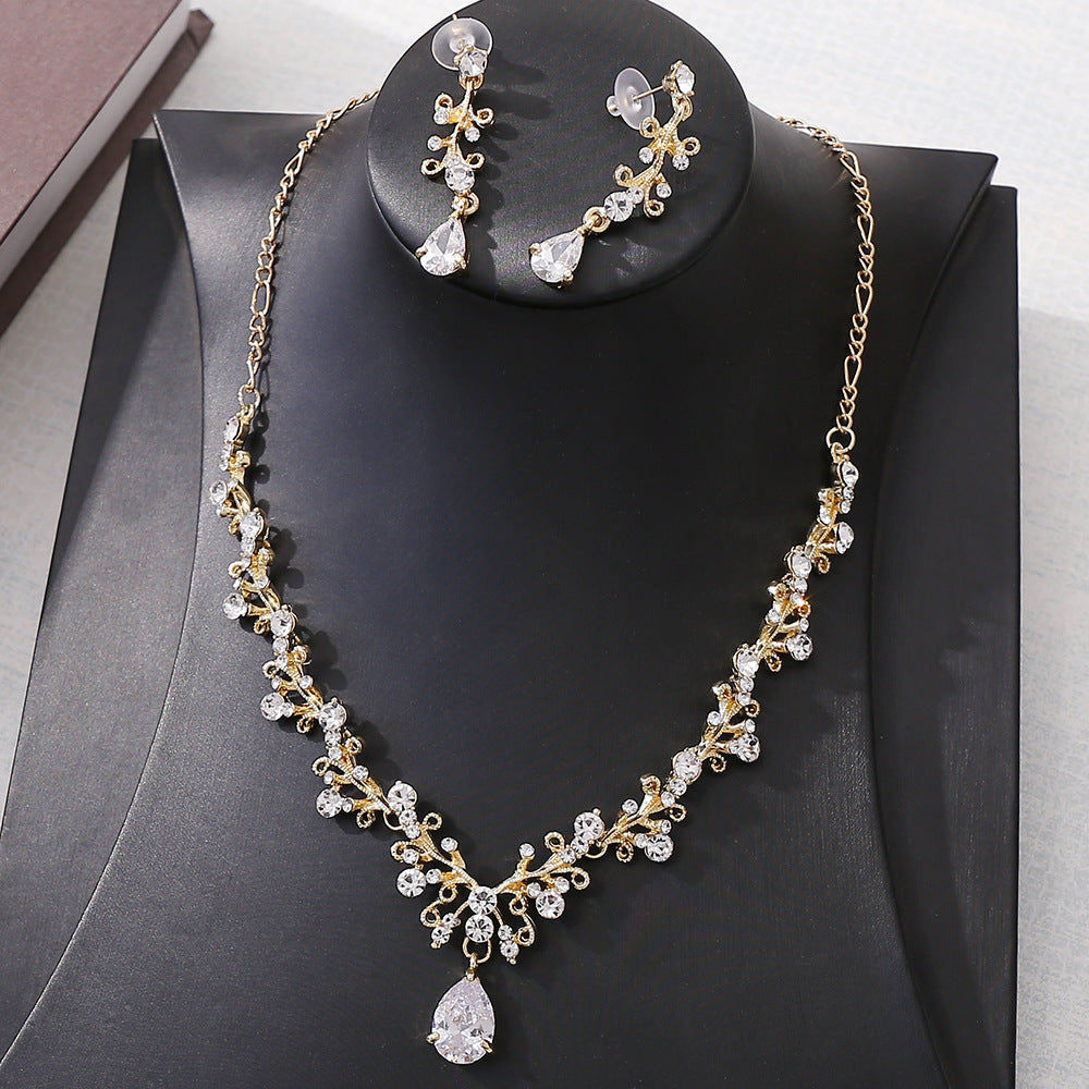Rhinestone Zircon Earring Necklace