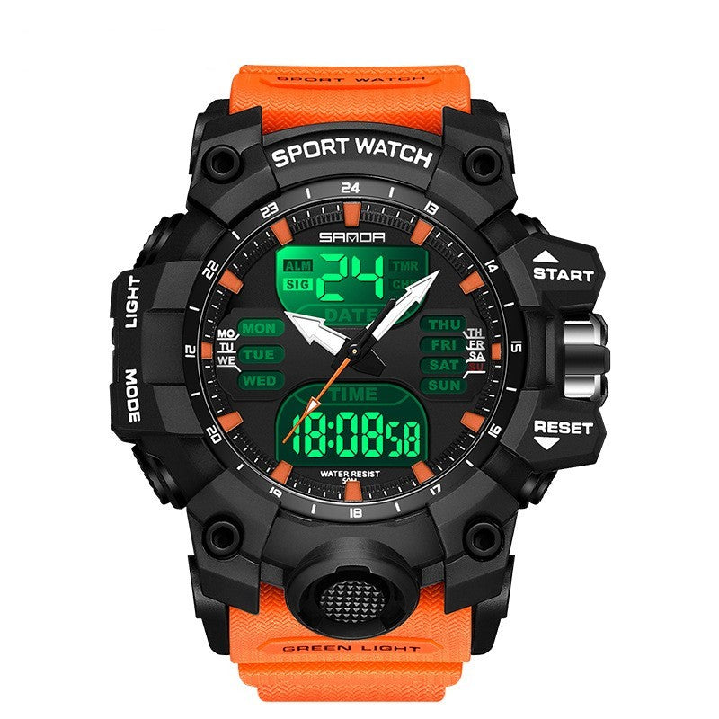 Sanda Green Light Photoelectric Multifunctional Waterproof Shockproof Transparent Watch