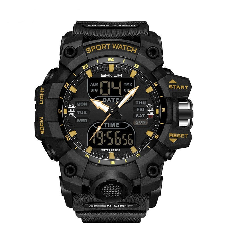 Sanda Green Light Photoelectric Multifunctional Waterproof Shockproof Transparent Watch