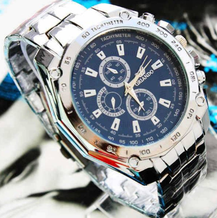 Silver Stainless Steel Mens Top Brand Luxury Watch