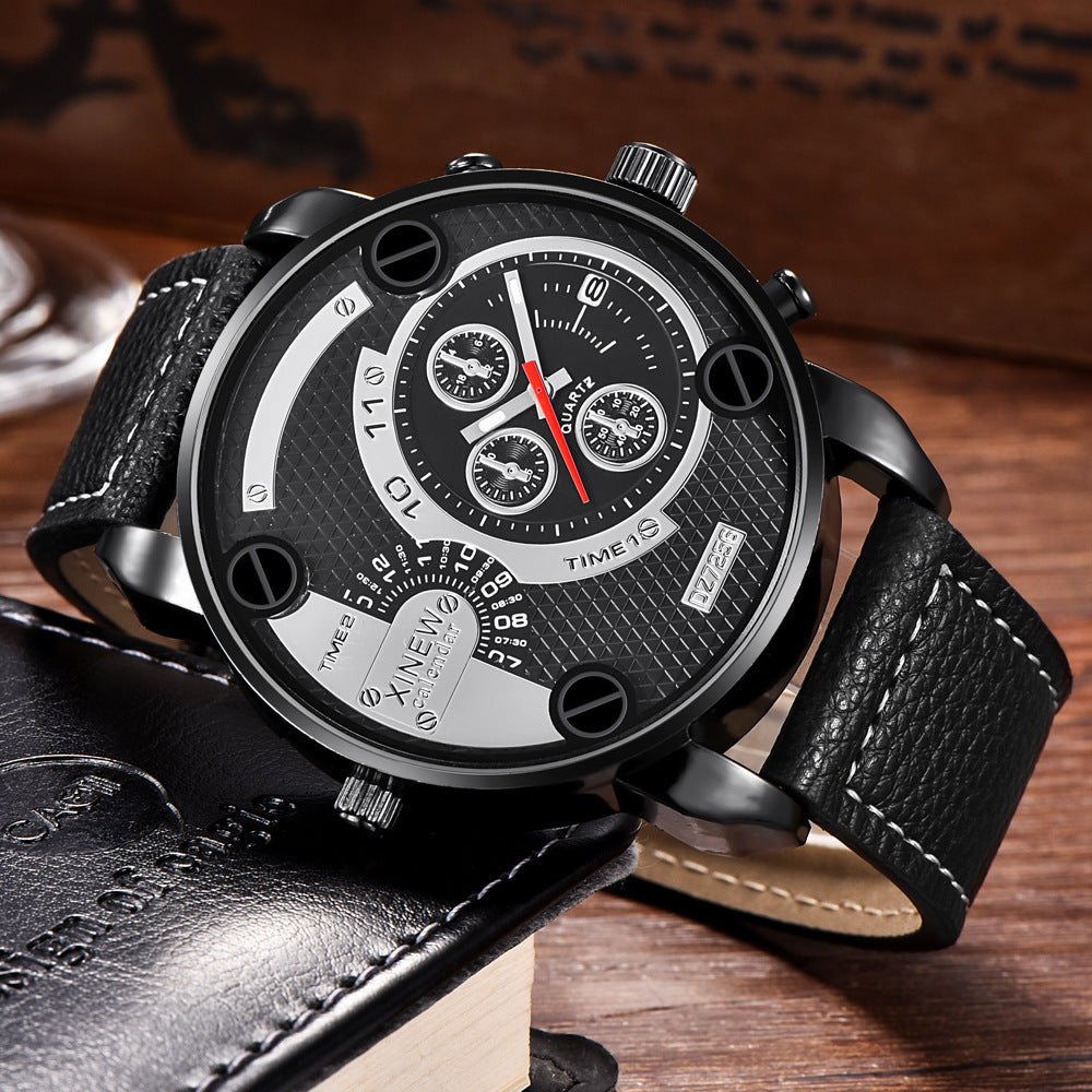 Mens Leather Unique Waterproof Watch