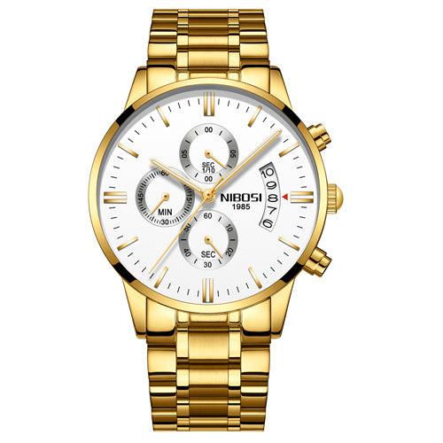 Top Brand Luxury Waterproof Full Steel Quartz Gold Clock Men
