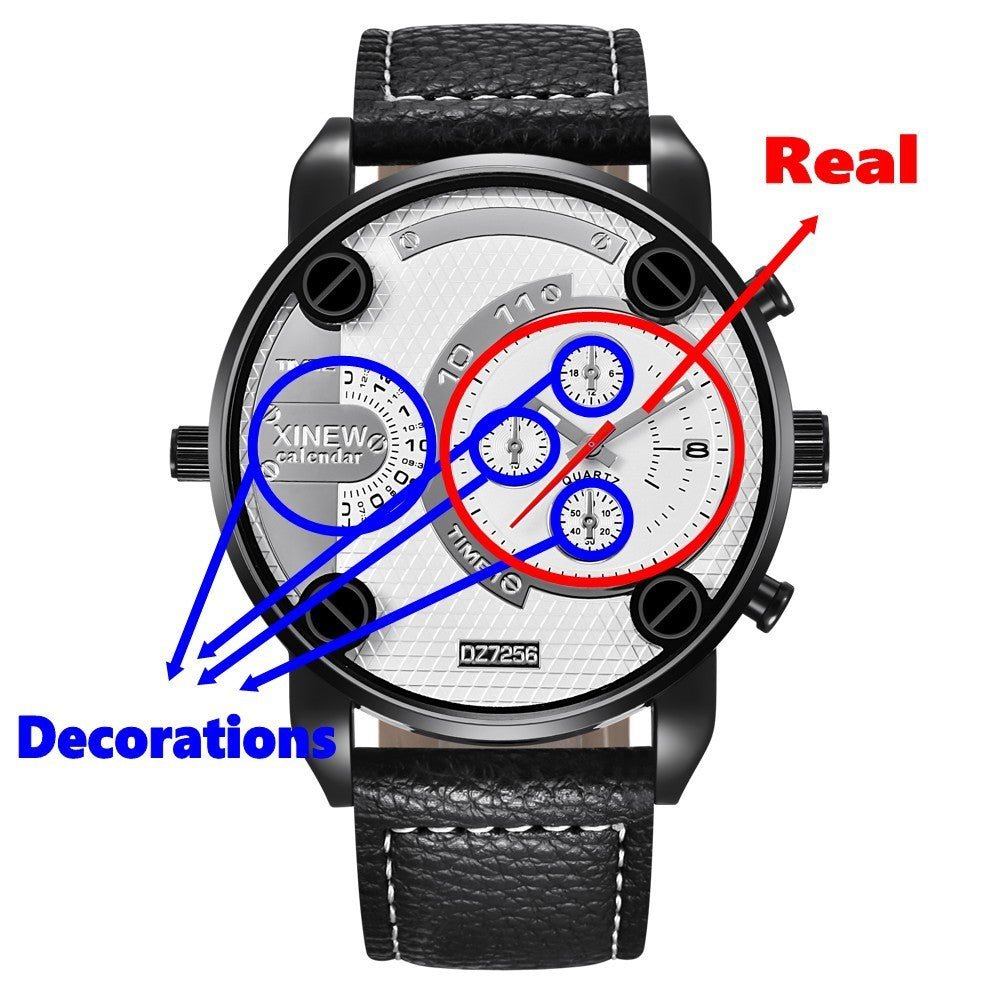 Mens Leather Unique Waterproof Watch