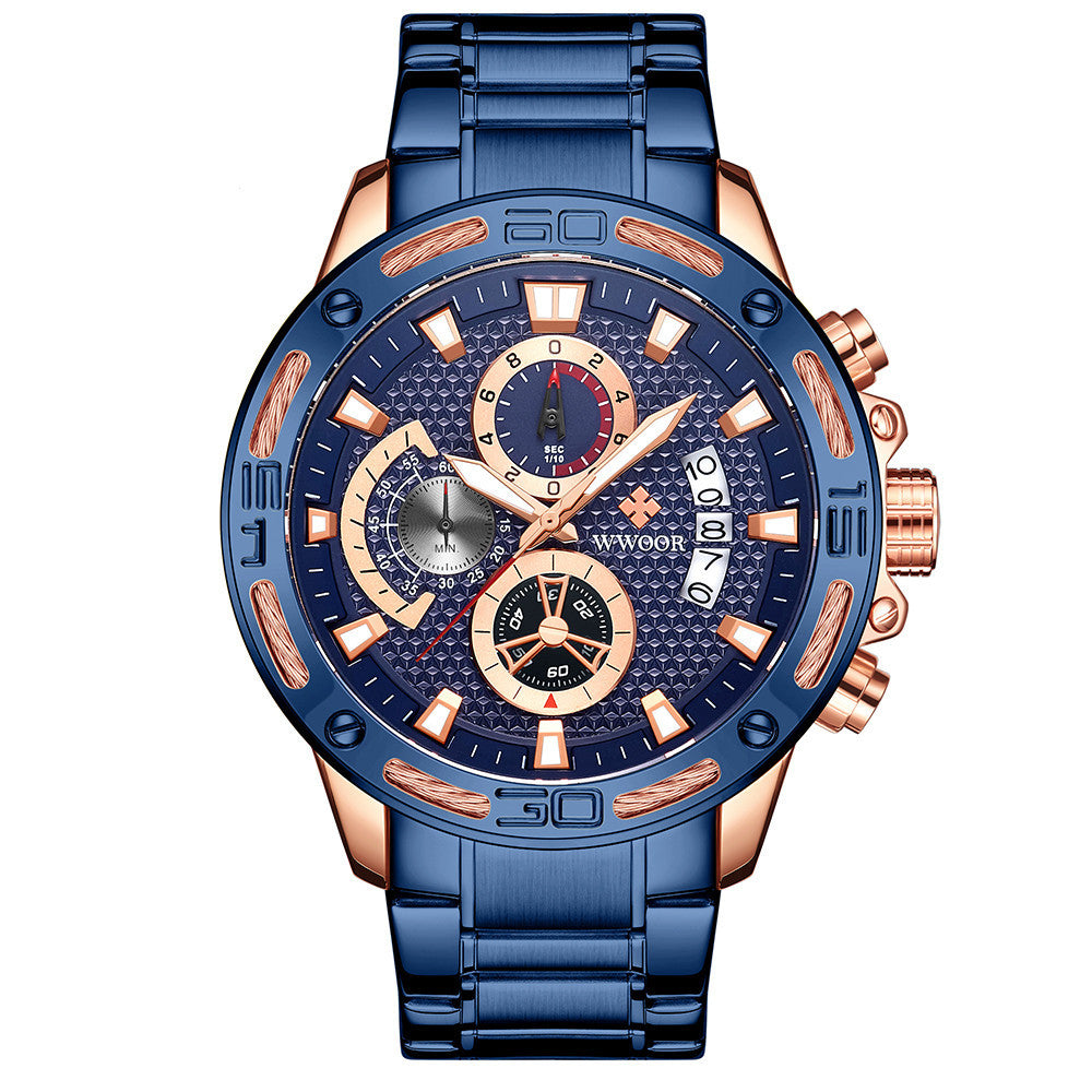 Top Brand Luxury Gold Full Steel Quartz Watch Men Waterproof Sport Chronograph