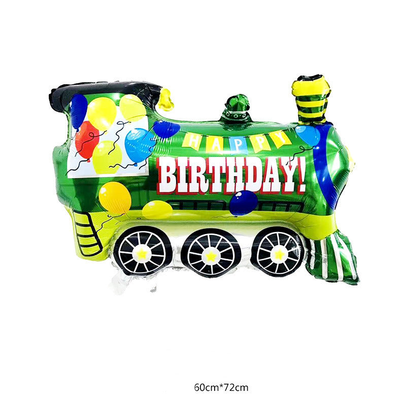 Large Transportation Vehicle Aluminum Film Balloon Children's Birthday Toy Train Decoration