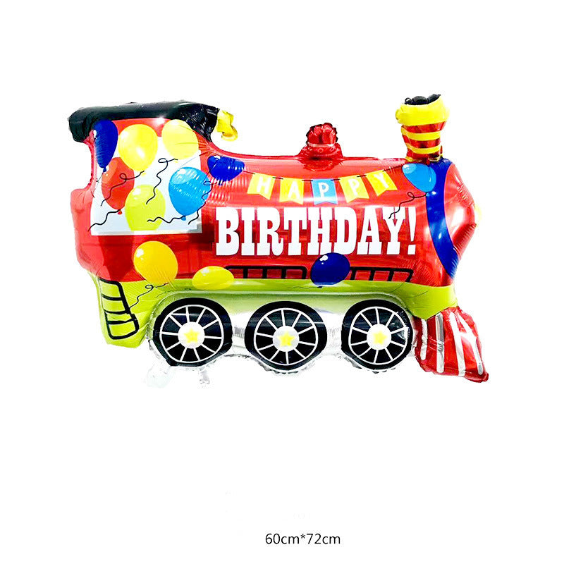 Large Transportation Vehicle Aluminum Film Balloon Children's Birthday Toy Train Decoration