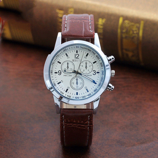 Fashion Blue Glass Belt Men's Watch