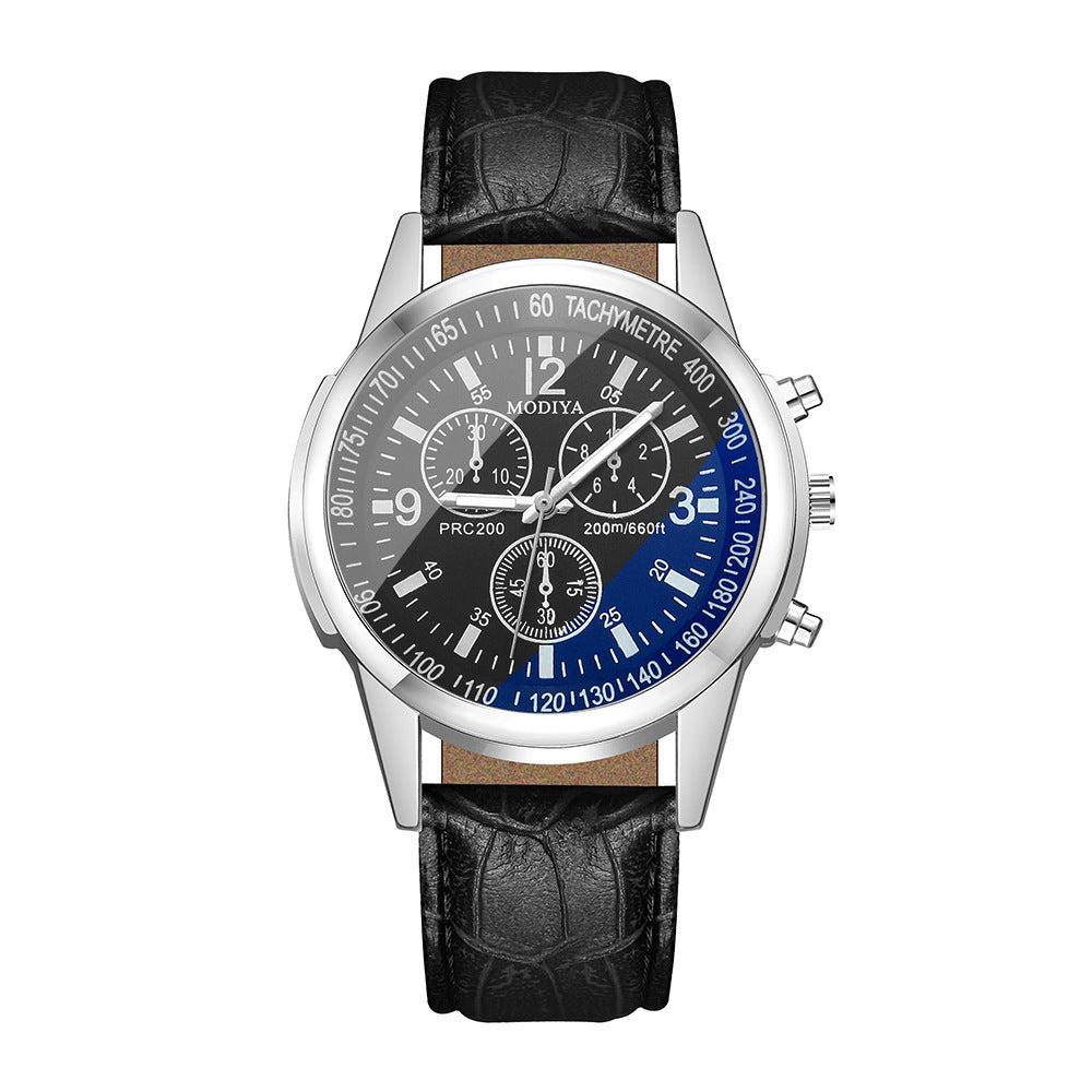 Fashion Blue Glass Belt Men's Watch