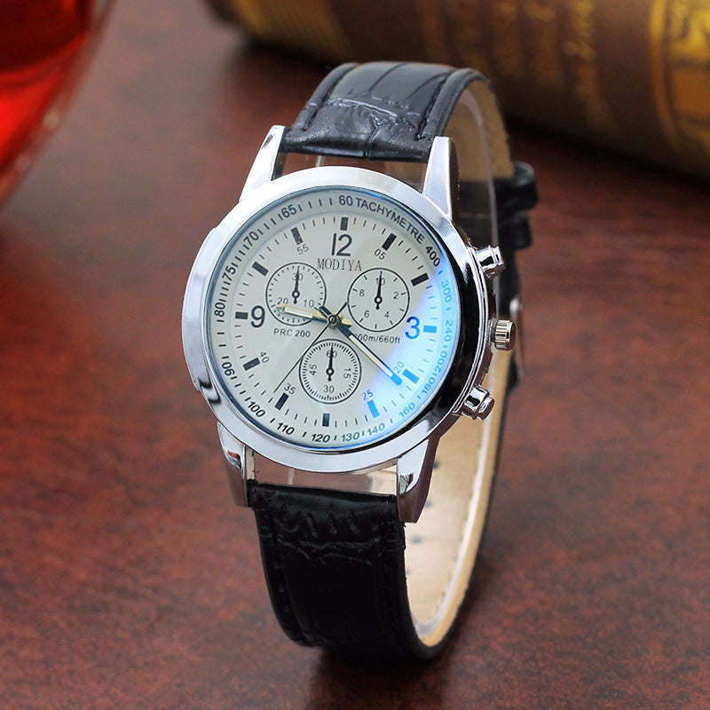 Fashion Blue Glass Belt Men's Watch