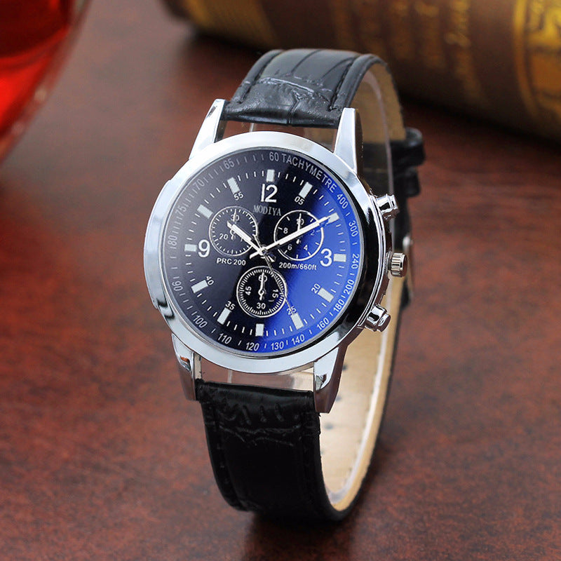 Fashion Blue Glass Belt Men's Watch