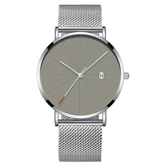 Stainless Steel Mesh Band Quartz Wrist Watches Men Clock