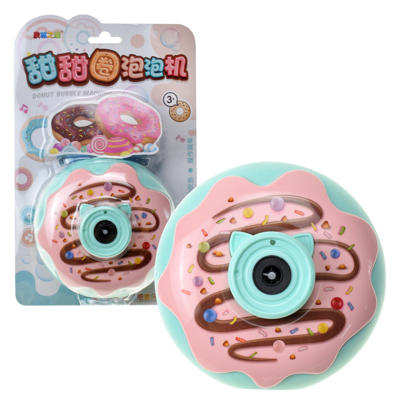 Electric Bubble Machine Automatic Cartoon Doughnut Shape Bubble Blower For Kids