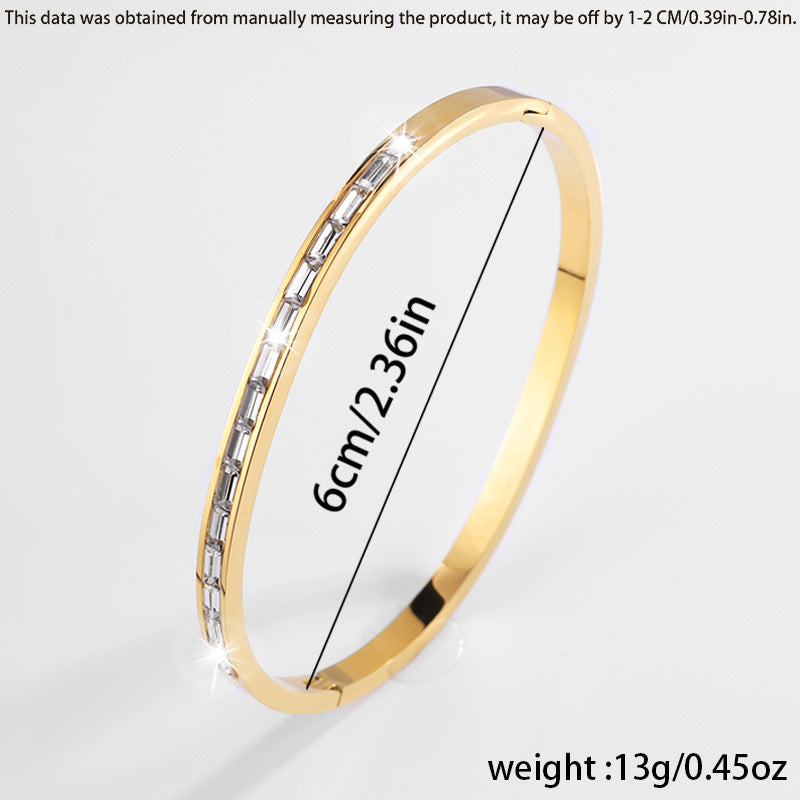 All-matching New Non-fading Diamond-embedded Stainless Steel Bracelet For Women