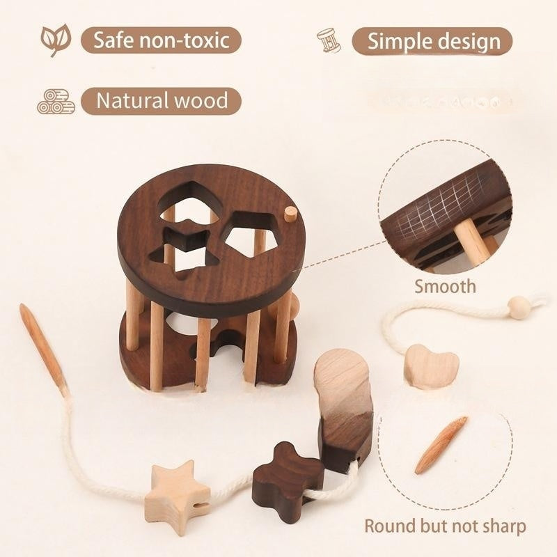 Creative Wooden Baby Threading Game Ringing Bell 3-in-1 Toy