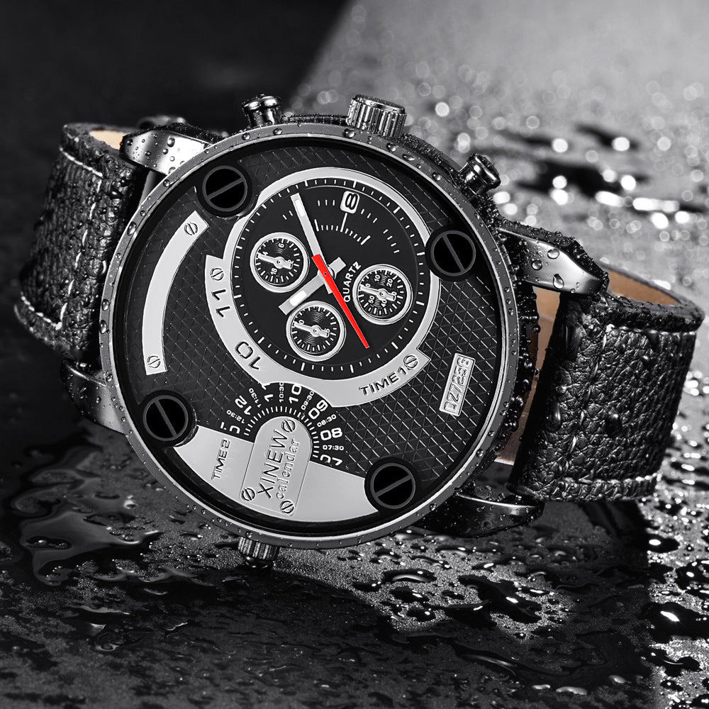 Mens Leather Unique Waterproof Watch