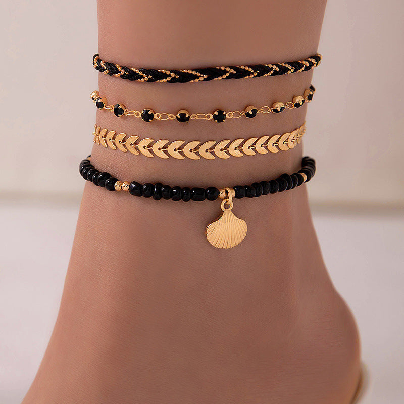 Bohemian Ocean Wind Starfish Shell Pearl Anklet