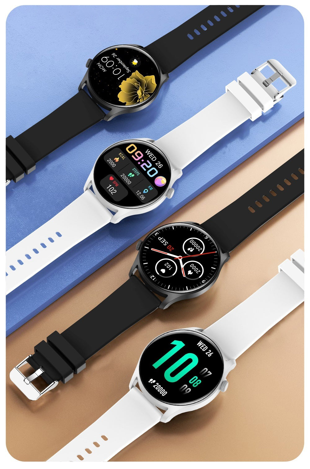 Smart Full Touch Multi-function Heart Rate Blood Pressure Monitoring Information Reminder Sports Bluetooth Watch