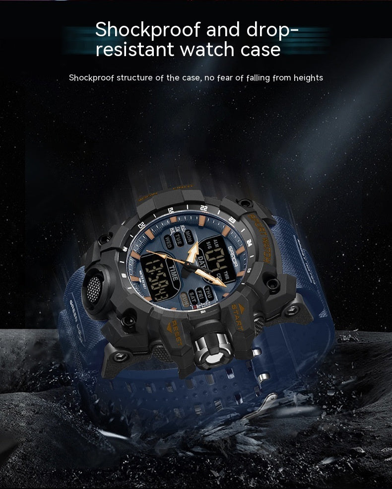 Sanda Green Light Photoelectric Multifunctional Waterproof Shockproof Transparent Watch