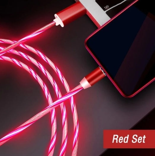 Compatible with Apple, Flowing Light Magnetic Streamer Data Line Cable for Iphone Android TypeC