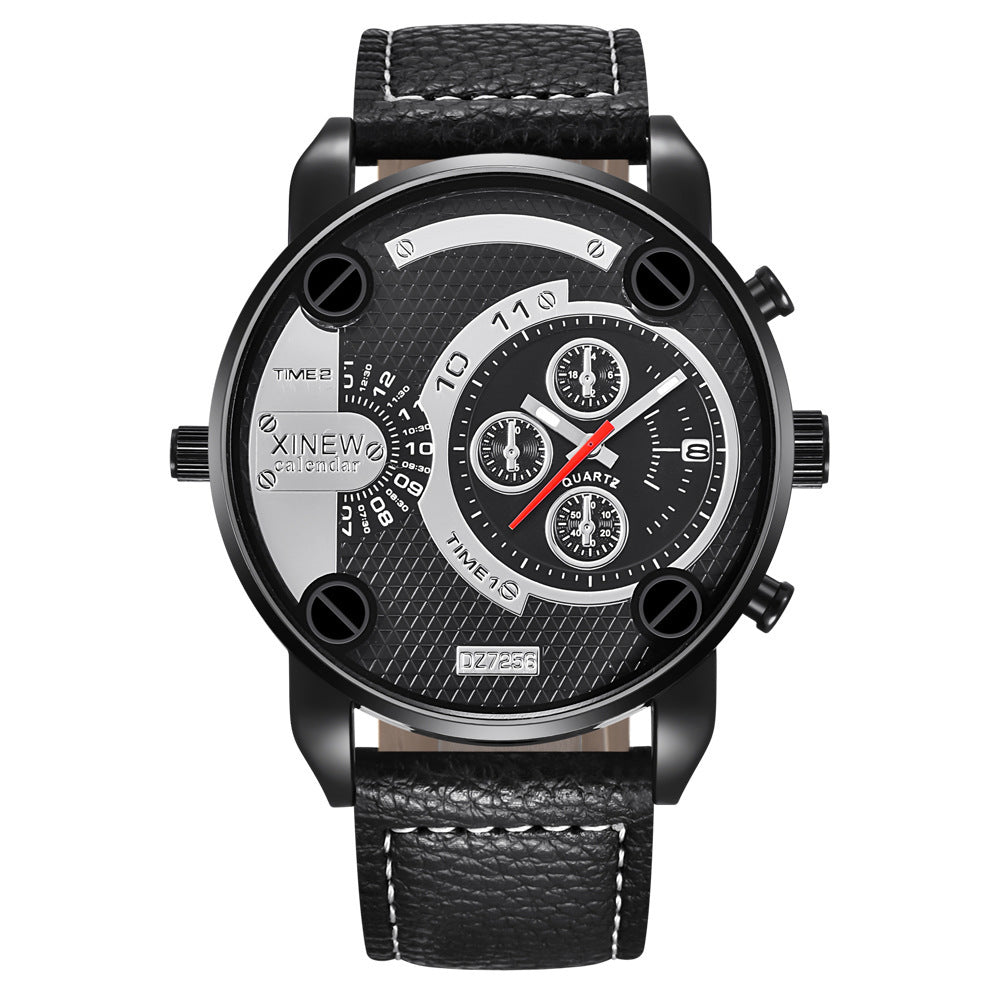 Mens Leather Unique Waterproof Watch