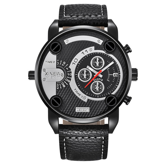 Mens Leather Unique Waterproof Watch