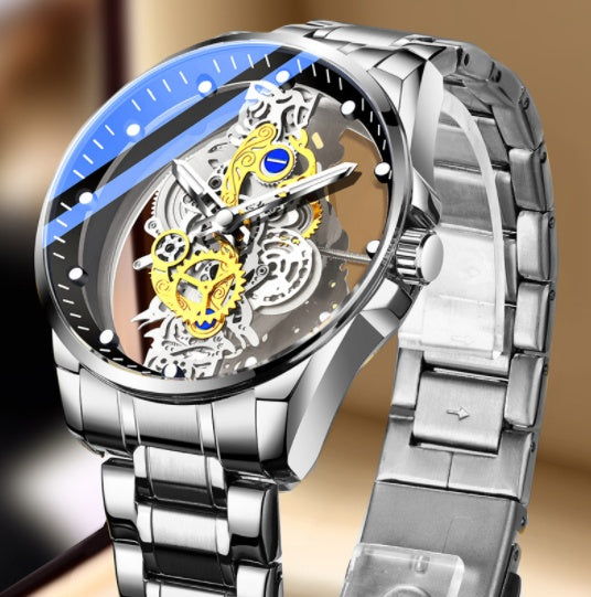 Men Skeleton Automatic Quartz Watch
