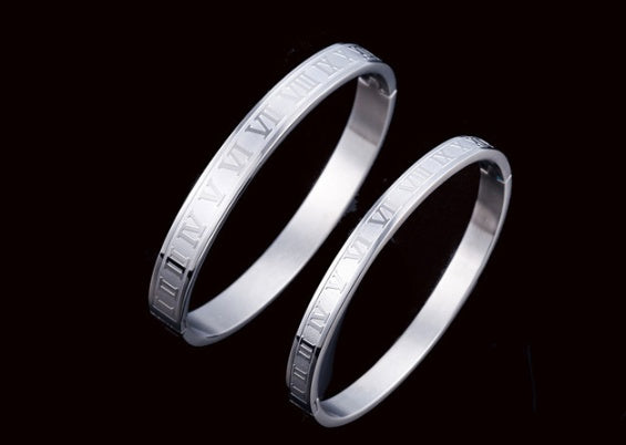 Creative Roman Digital Titanium Steel Valentine Bracelet with Ring Valentine Gift