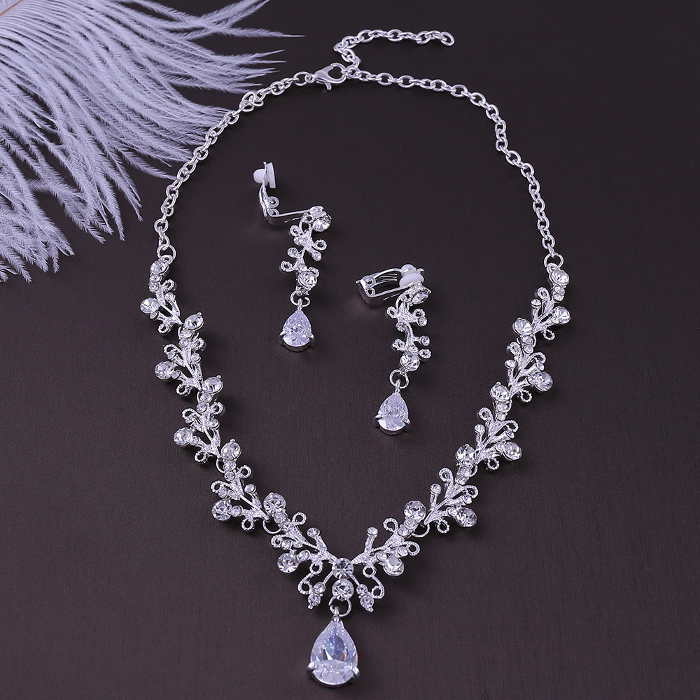 Rhinestone Zircon Earring Necklace