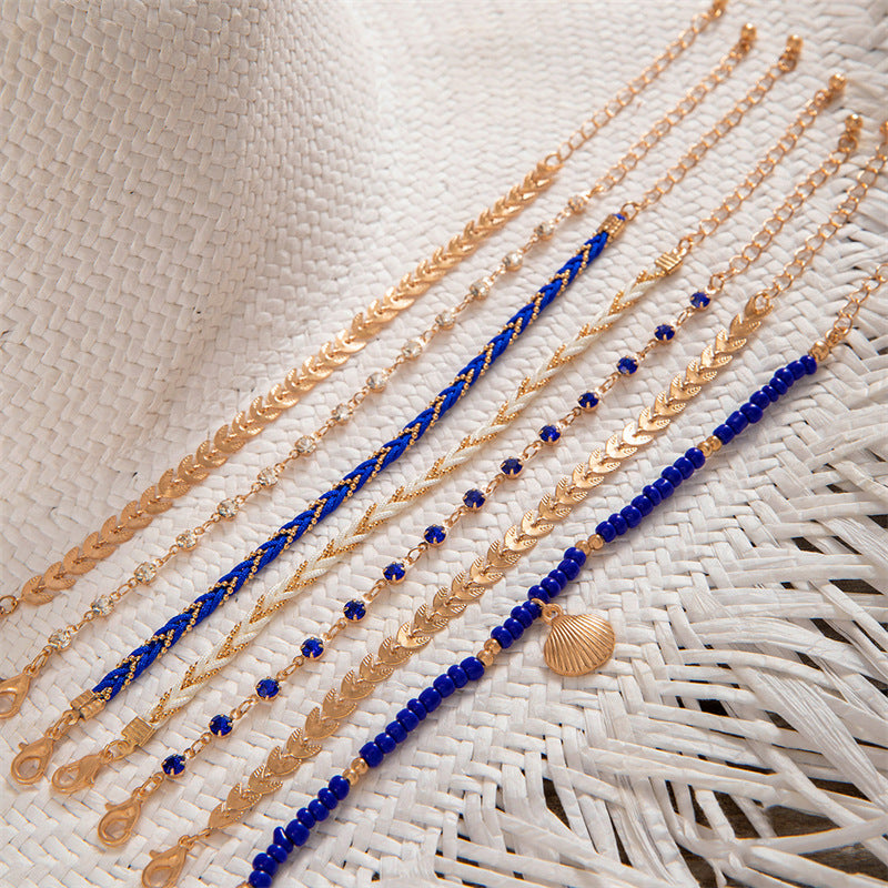 Bohemian Ocean Wind Starfish Shell Pearl Anklet