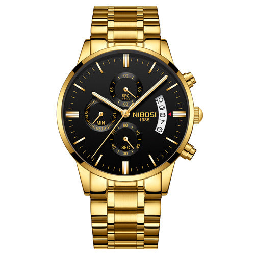 Top Brand Luxury Waterproof Full Steel Quartz Gold Clock Men