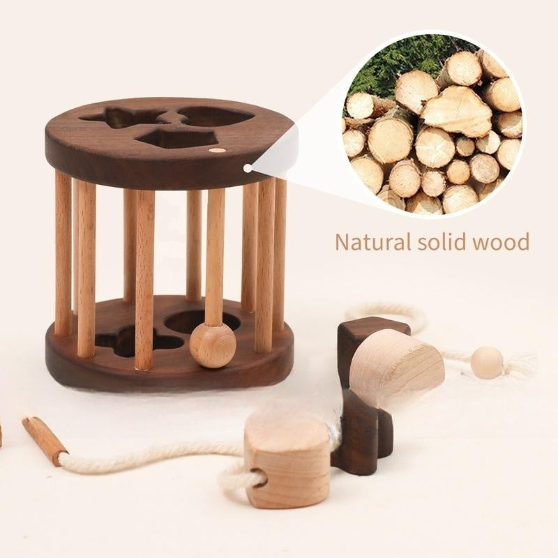 Creative Wooden Baby Threading Game Ringing Bell 3-in-1 Toy