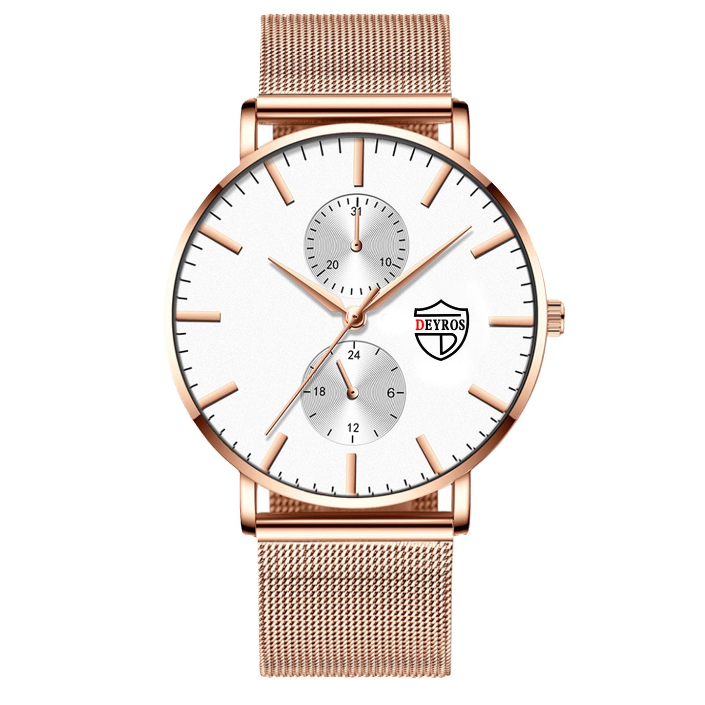 Men's Vacuum Plating Mesh Strap Quartz Watch