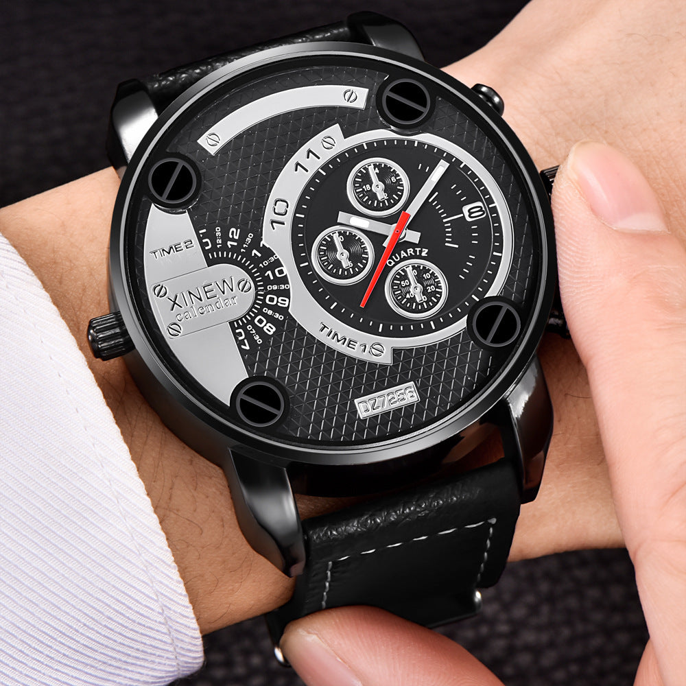 Mens Leather Unique Waterproof Watch