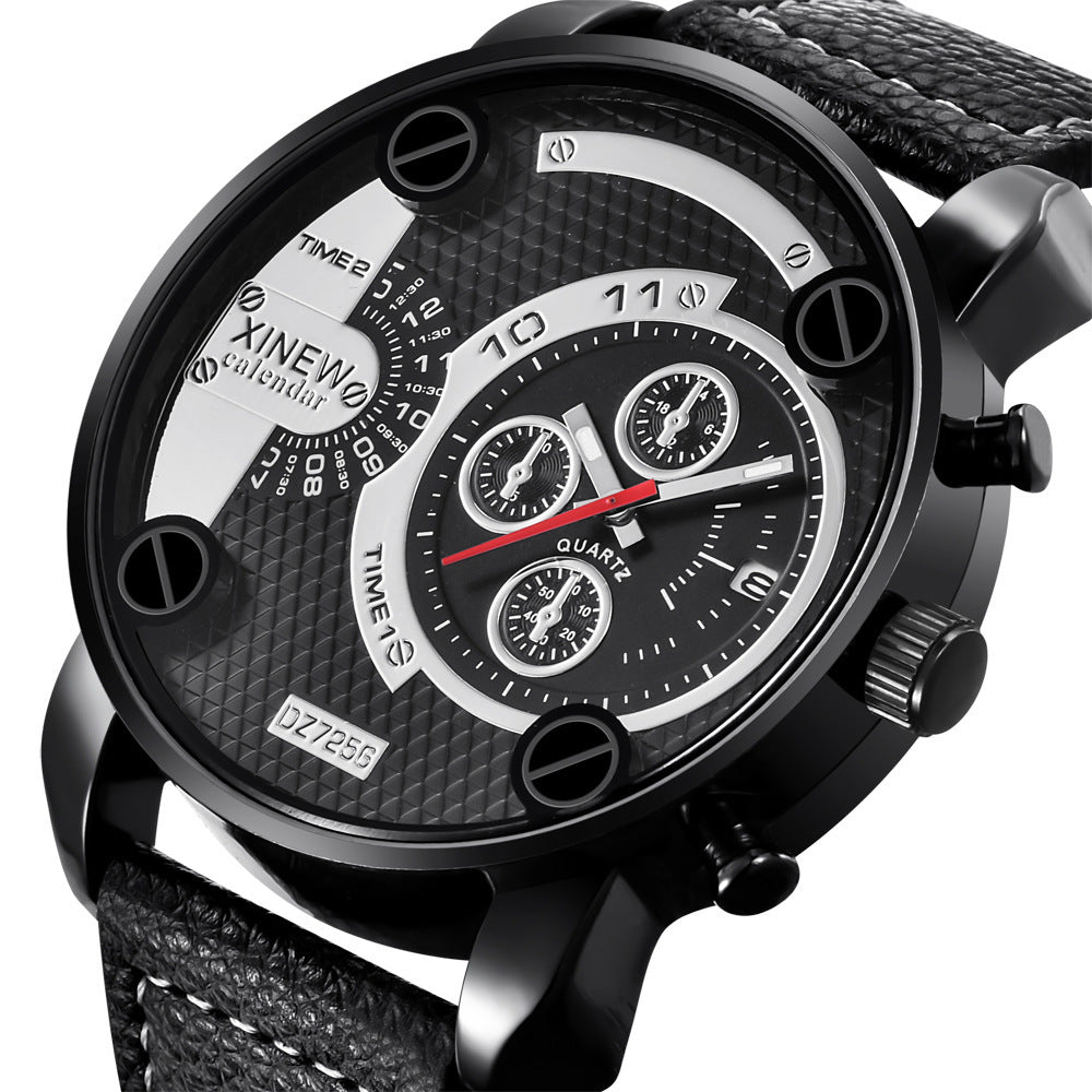 Mens Leather Unique Waterproof Watch