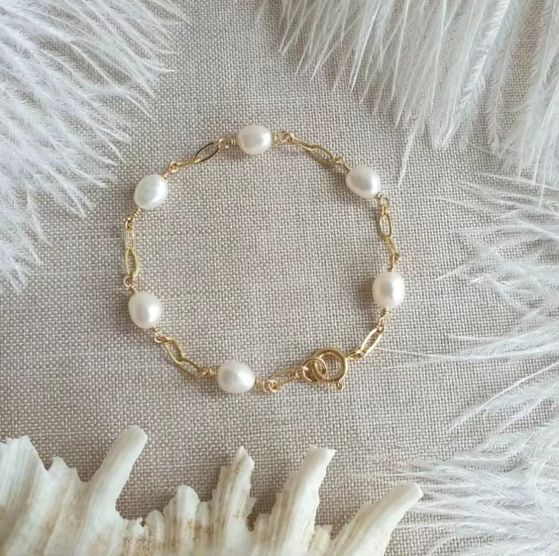 Baroque Freshwater Pearl Bracelet Light Luxury Stainless Steel
