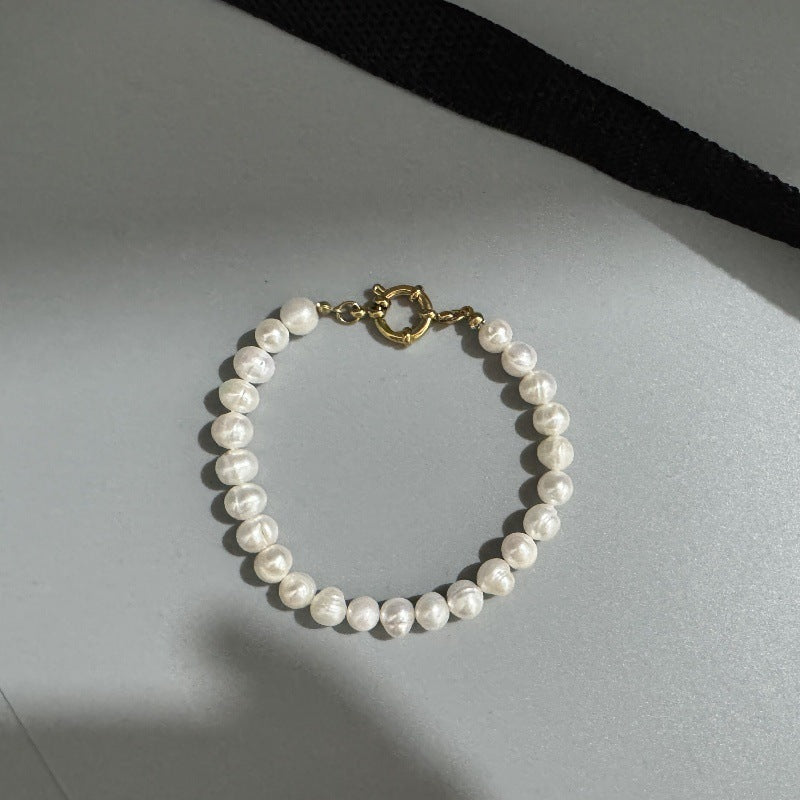 Baroque Freshwater Pearl Bracelet Light Luxury Stainless Steel