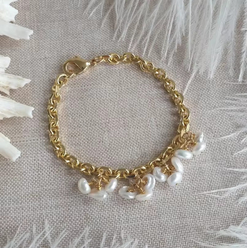Baroque Freshwater Pearl Bracelet Light Luxury Stainless Steel