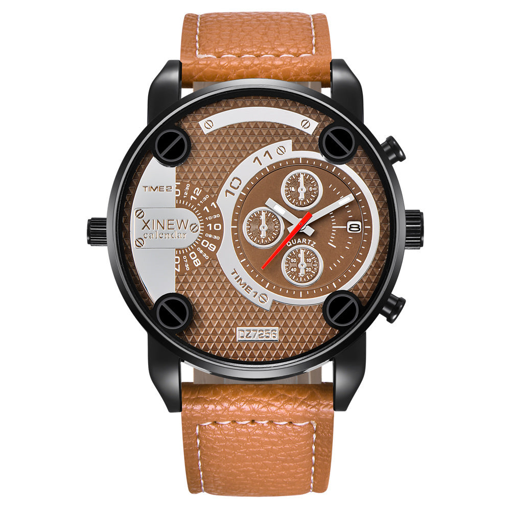 Mens Leather Unique Waterproof Watch