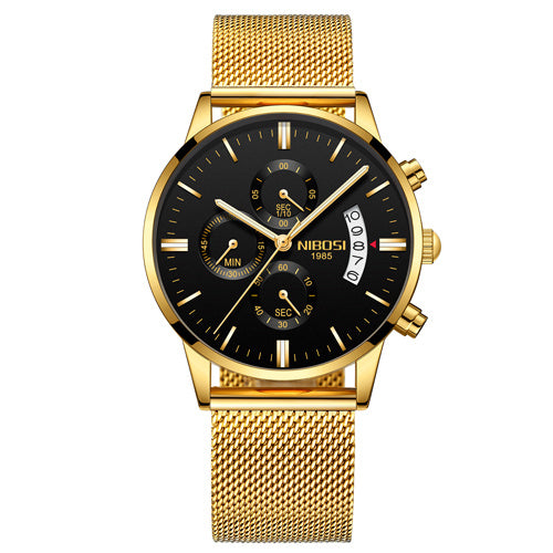 Top Brand Luxury Waterproof Full Steel Quartz Gold Clock Men