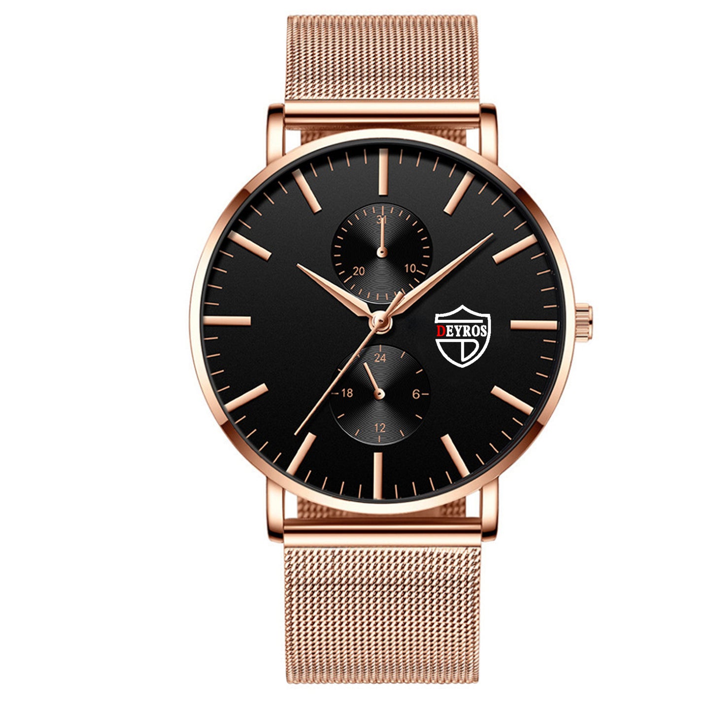 Men's Vacuum Plating Mesh Strap Quartz Watch