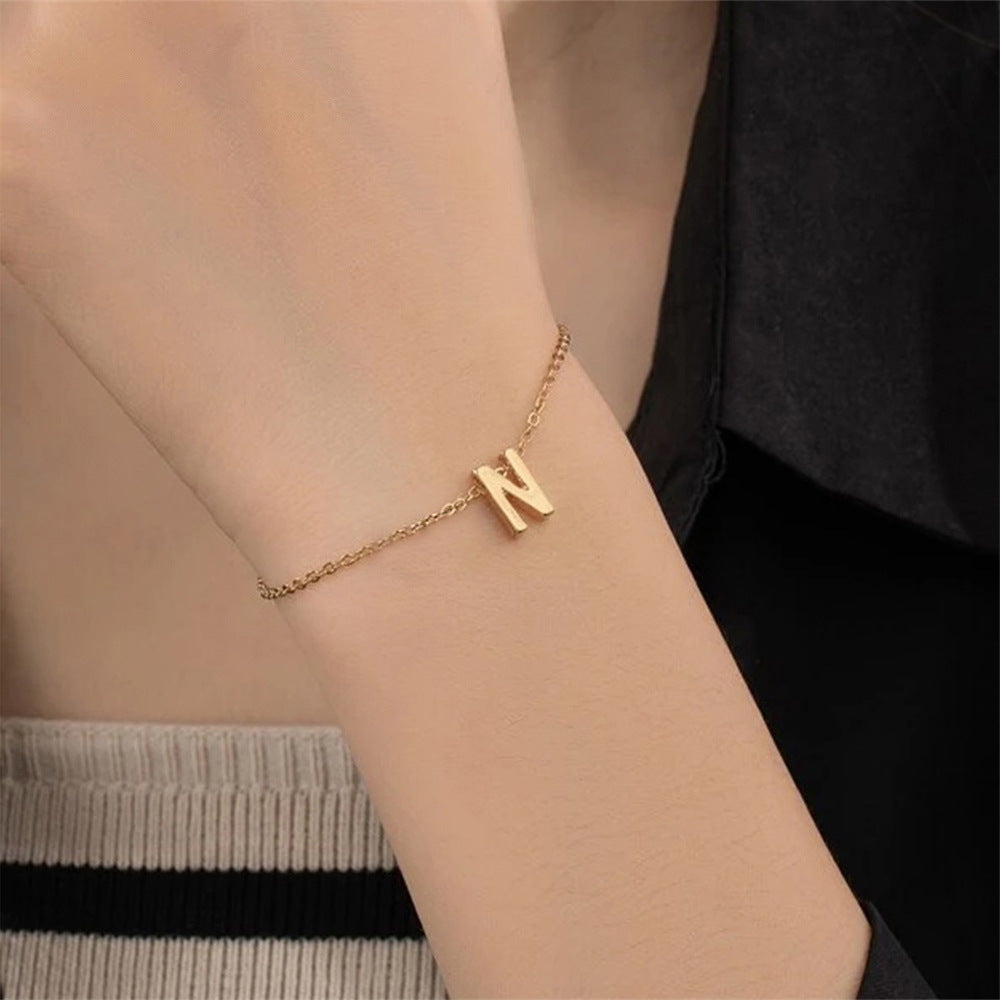 26 Letters Fashion Personality Stainless Steel Letter Bracelet