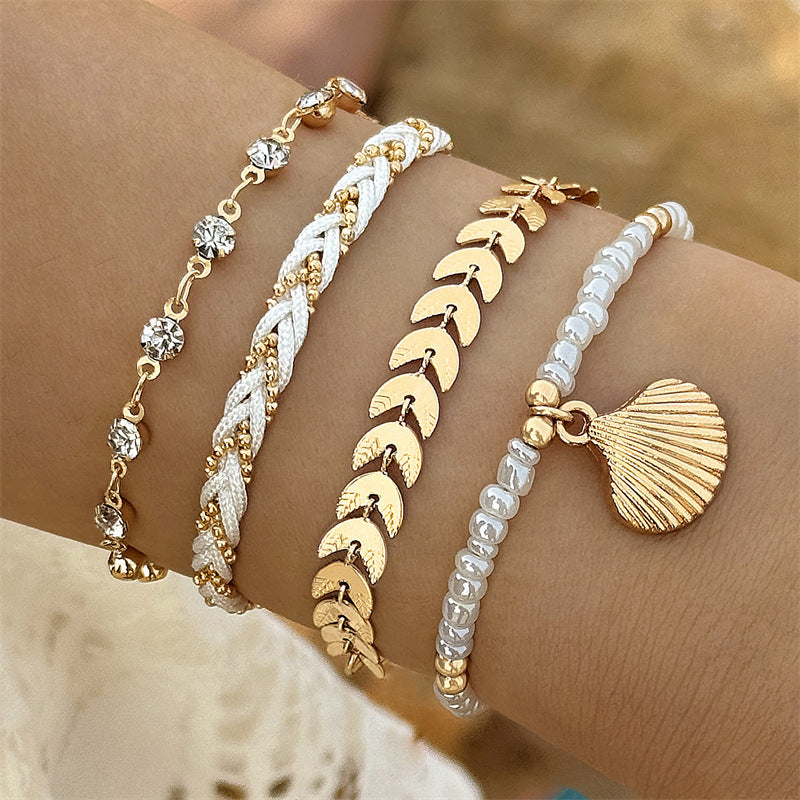 Bohemian Ocean Wind Starfish Shell Pearl Anklet