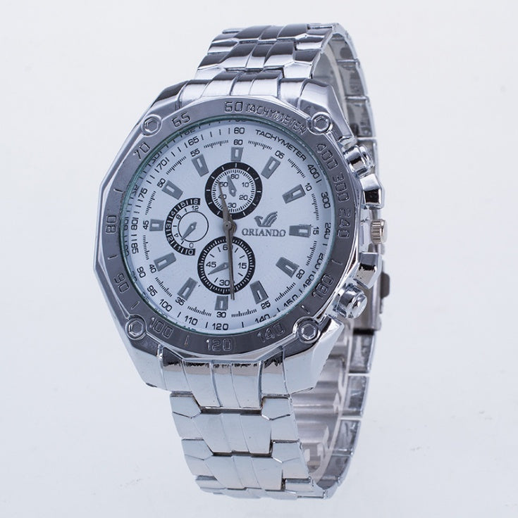 Silver Stainless Steel Mens Top Brand Luxury Watch